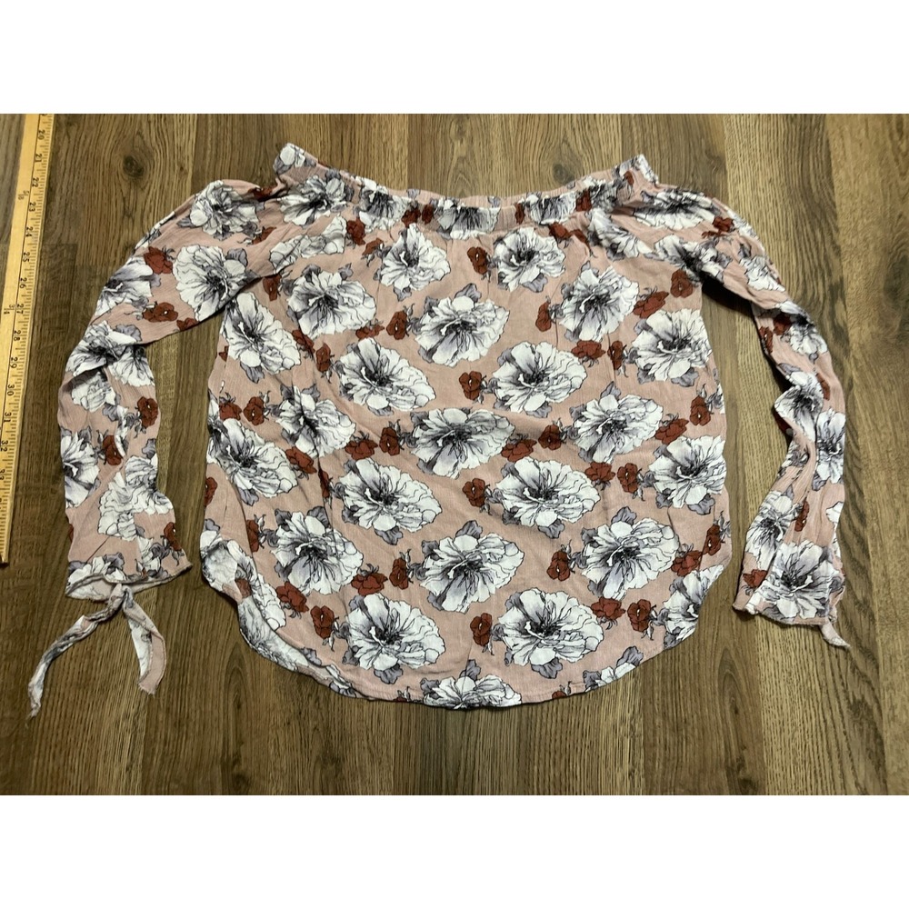One Clothing Shirt, Women's Size Medium, Pink White Orange, Floral, Off Shoulder